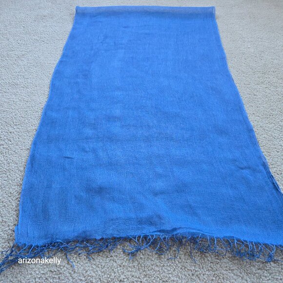 NWOT Linen Scarf Blue Fraas - Picture 3 of 6